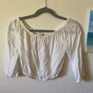 brandy melville white off the shoulder cropped top